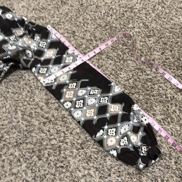 Vintage Button Up Blouse Size Large Dark Gray Floral Art Deco - Picture 8 of 9